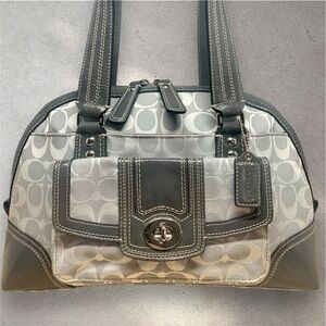 Coach Hampton Dome Satchel Gray Signature Jacquard
